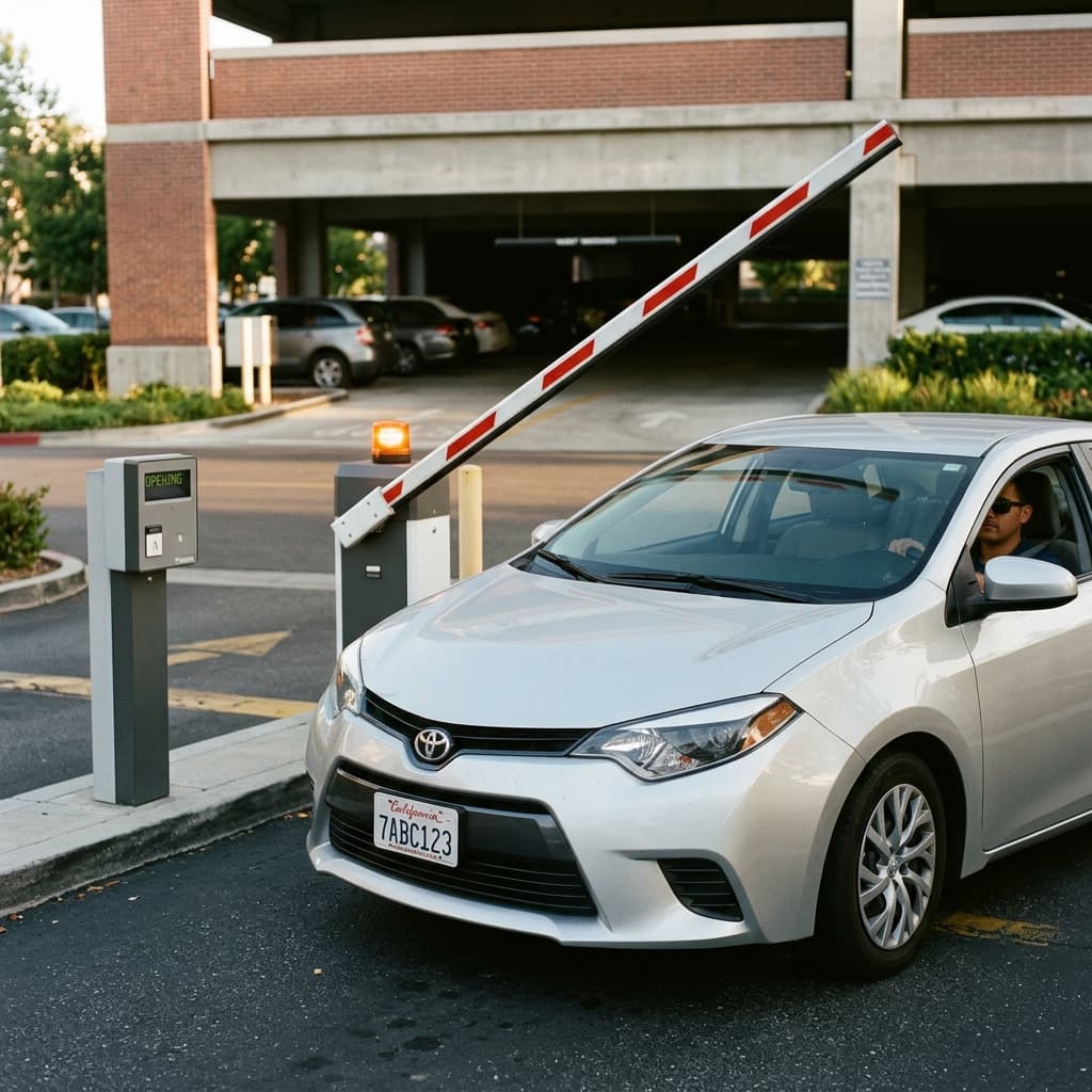 Fluxo de veículos e controle de acesso em estacionamento